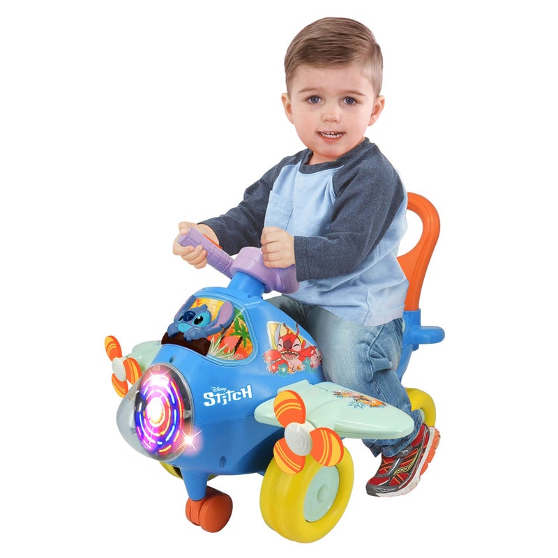 Kiddieland Disney Stitch Lights & Sounds Activity Plane Ride-On, Foot-to-Floor Toy with Interactive Dashboard, Rotating Propellers, Push Handle, for Toddlers 12â€“36 Months - Image 4