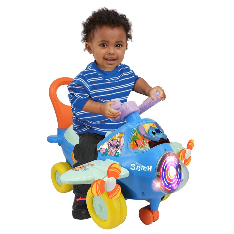 Kiddieland Disney Stitch Lights & Sounds Activity Plane Ride-On, Foot-to-Floor Toy with Interactive Dashboard, Rotating Propellers, Push Handle, for Toddlers 12â€“36 Months - Image 5