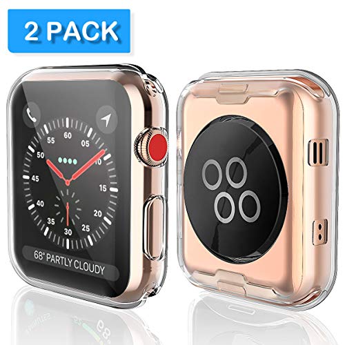 JULK [2-Pack] Julk 38mm Case for Apple Watch Series 3 Series 2 Screen Protector, Overall Protective Case TPU HD Ultra-Thin Cover for iWatch, 2 Transparent - Image 2
