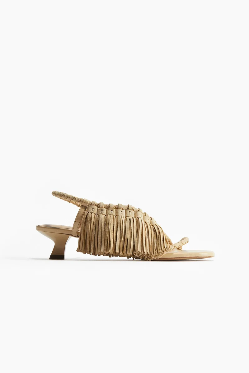 H&M Fringe-trimmed heeled sandals