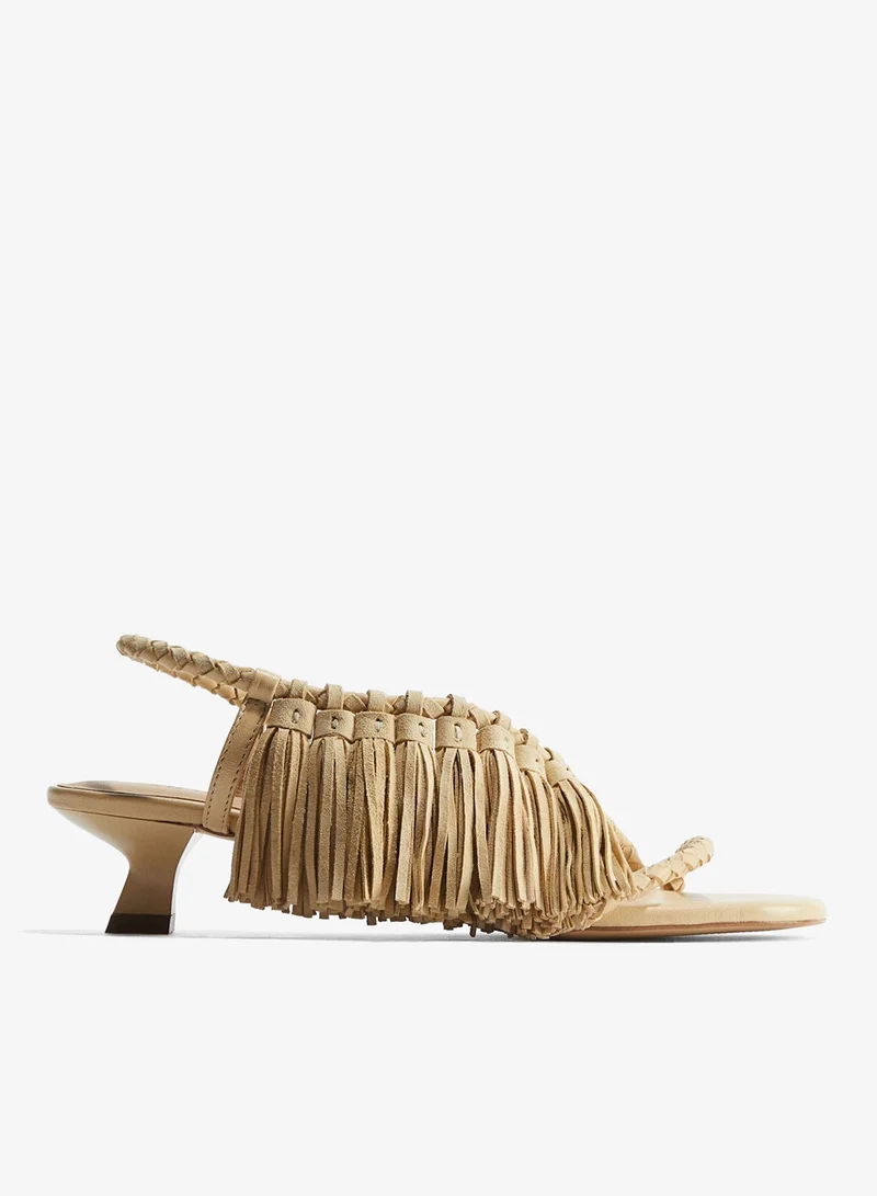 H&M Fringe-trimmed heeled sandals