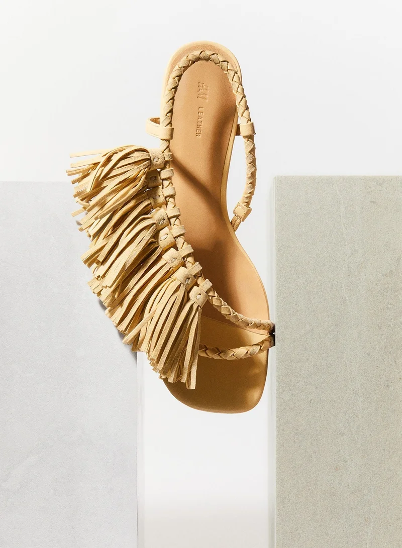 H&M Fringe-trimmed heeled sandals