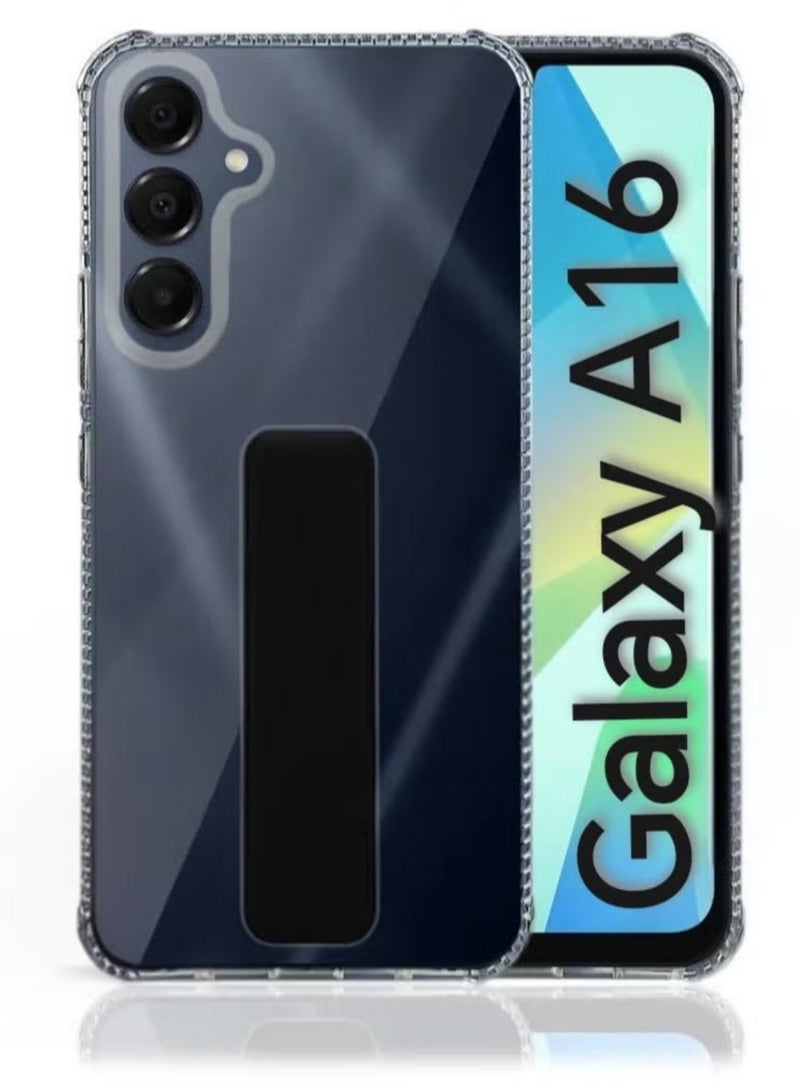 Case Cover For Samsung Galaxy A16 / A16 5G With Magnetic Hand Grip 3 in 1 Clear / Black - Image 1