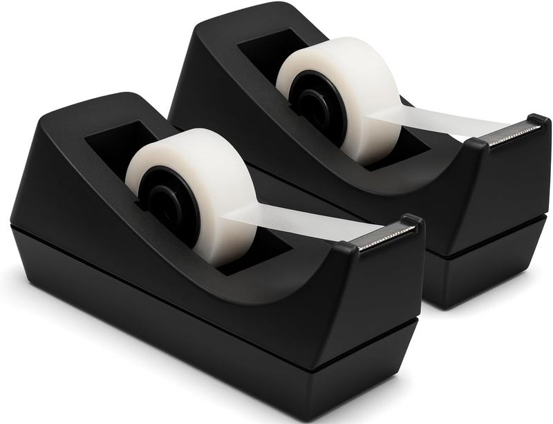 Manaloom Desktop Tape Dispenser - Non-Skid Base - Weighted Tape Roll Dispenser - Perfect for Office Home School (Tape not Included) 2 Pack - Image 1