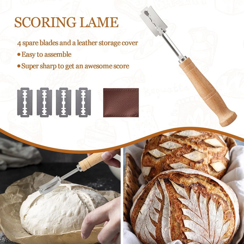 Dimpola Banneton Bread Proofing Basket Banneton Basket Set Sourdough Proofing Basket Round Proofing Bowls Handmade Rattan Baskets and Liners (Oval & Round Baking Set) - Image 3
