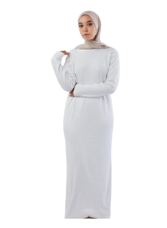 Tie Shop - Ribbed Basic Dress - White For Women - Image 2