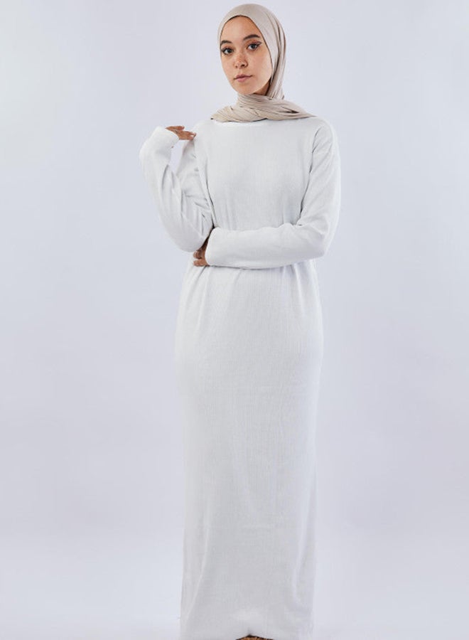 Tie Shop - Ribbed Basic Dress - White For Women - Image 1