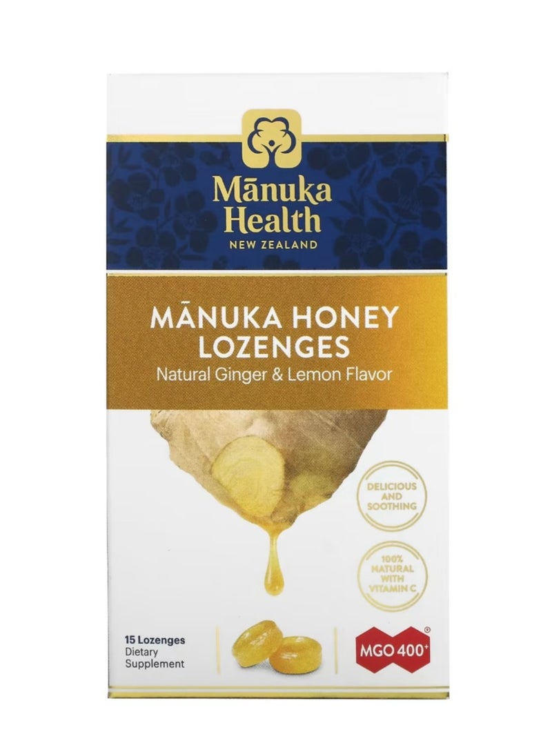 Manuka health Manuka Honey Lozenges Natural Lemon & Ginger MGO 400+ 15 Lozenges  - Image 1