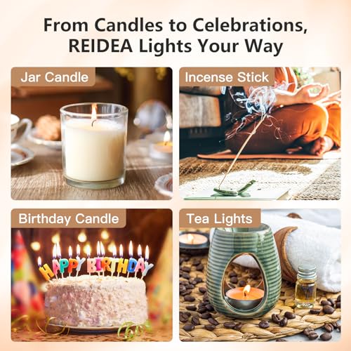 REIDEA Electric Lighter Gifts for Candle Lovers, Retractable Top Windproof Flameless USB Rechargeable Arc with Safe Button and Power Indicator for Candle, BBQ and Fireworks, R1 Flat, Champagne Gold - Image 5