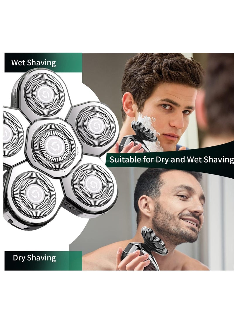 SYOSI 6D Head Shaver Replacement Heads, Head Shavers for Bald Men, Head Shaver Replacement Blade, Bald Head Shavers for Men, Electric Shaver Blades Replacement, Electric Razor for Men(Silver) - Image 2