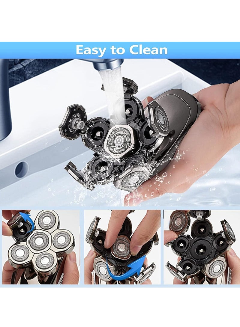 SYOSI 6D Head Shaver Replacement Heads, Head Shavers for Bald Men, Head Shaver Replacement Blade, Bald Head Shavers for Men, Electric Shaver Blades Replacement, Electric Razor for Men(Silver) - Image 5