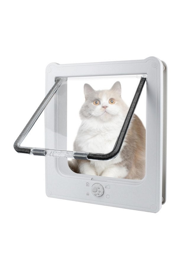 NAMSAN Cat Door Interior Door, White, Flap Opening 7.1" x 7.3", 4 Way Locking Cat Door for Exterior Door, Weatherproof Pet Door for Kitten Small Dogs, Cat Flap Doors for Wooden/Metal Door, Window - Image 1