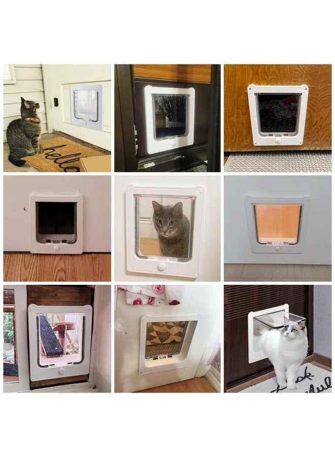 NAMSAN Cat Door Interior Door, White, Flap Opening 7.1" x 7.3", 4 Way Locking Cat Door for Exterior Door, Weatherproof Pet Door for Kitten Small Dogs, Cat Flap Doors for Wooden/Metal Door, Window - Image 2