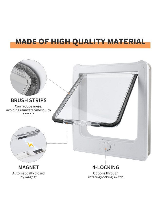 NAMSAN Cat Door Interior Door, White, Flap Opening 7.1" x 7.3", 4 Way Locking Cat Door for Exterior Door, Weatherproof Pet Door for Kitten Small Dogs, Cat Flap Doors for Wooden/Metal Door, Window - Image 3