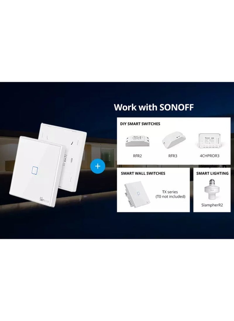 Smart Wall Switch T2EU3C-RF 433MHz Wireless Stick-on 3 Gang 433MHz RF Frequency White
