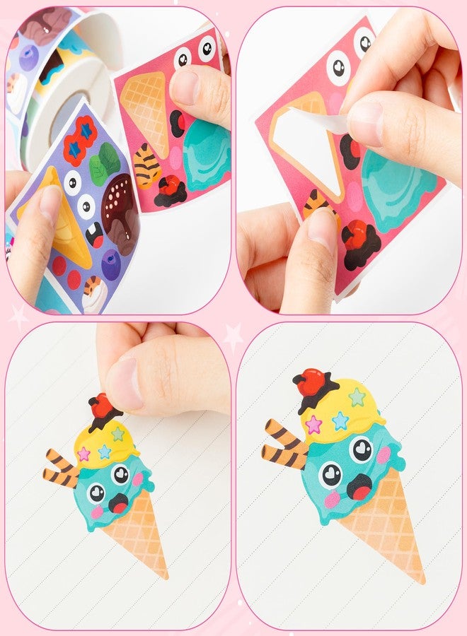 ANGOLIO 300 Summer Make a Face Stickers Roll Ice Cream Watermelon Make Your Own Stickers Mix and Match DIY Crafts Summer Party Favors Classroom Activities Game School Rewards Gift for Kids - Image 4