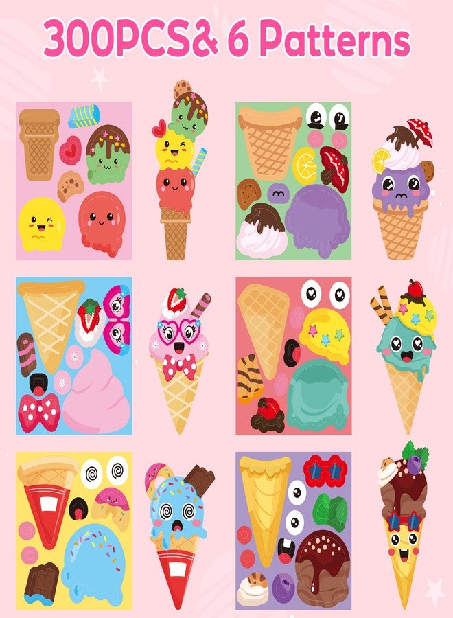 ANGOLIO 300 Summer Make a Face Stickers Roll Ice Cream Watermelon Make Your Own Stickers Mix and Match DIY Crafts Summer Party Favors Classroom Activities Game School Rewards Gift for Kids - Image 2