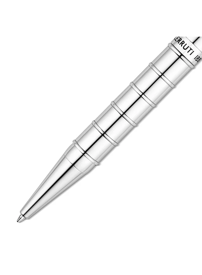 شيروتي 1881 Ivo Full Stainless Steel Trims Twist Rollerball Pen, Blue Ink