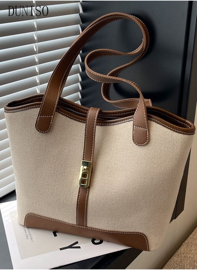 DUNISO - Women's Shoulder Tote Bag Faux Leather Handbag For Women Large Capacity Bucket Bag Fashionable Travel Messenger Shoulder Bag for Ladies Girls College Students - Image 1
