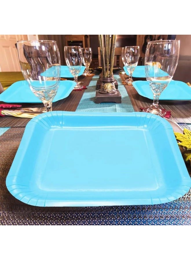 Unique Party Unique 30900 7" Square Dessert Plates | Powder Color Theme | 16ct, Baby Blue, Pack of 16 - Image 3