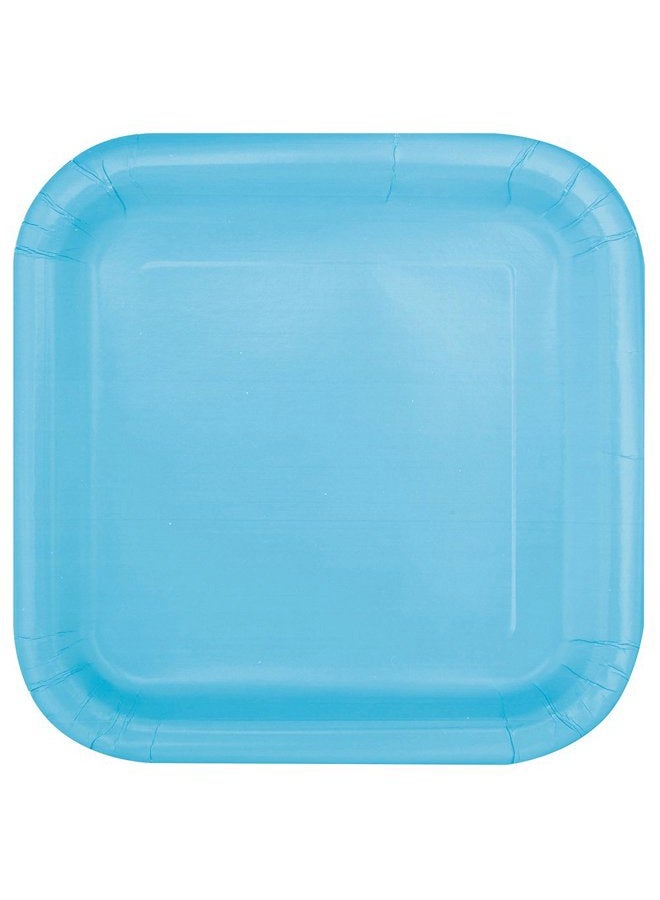 Unique Party Unique 30900 7" Square Dessert Plates | Powder Color Theme | 16ct, Baby Blue, Pack of 16 - Image 1