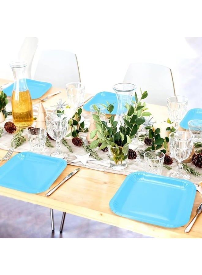 Unique Party Unique 30900 7" Square Dessert Plates | Powder Color Theme | 16ct, Baby Blue, Pack of 16 - Image 4