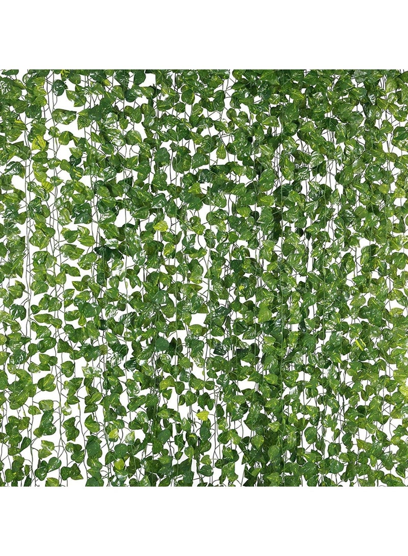 Beone Artificial ivy leaf plants vine, 12 strands 84 feet artificial garlands fake foliage flowers hanging vine for home kitchen garden office wedding party home decor wall decor artificial leaves - Image 1