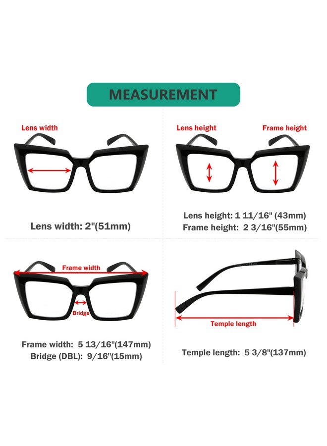 Eyekepper 5Pack Oversized Reading Glasses For Women Chic Readers +3.25 - Image 3