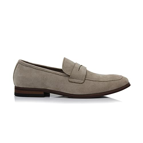 Ferro Aldo Dylan Men's Classic Penny Loafer | Slip-on Dress Shoe in Vegan Suede for Business, Formal & Casual | MFA19671 | in Beige Suede, Size 10.5 - Image 2