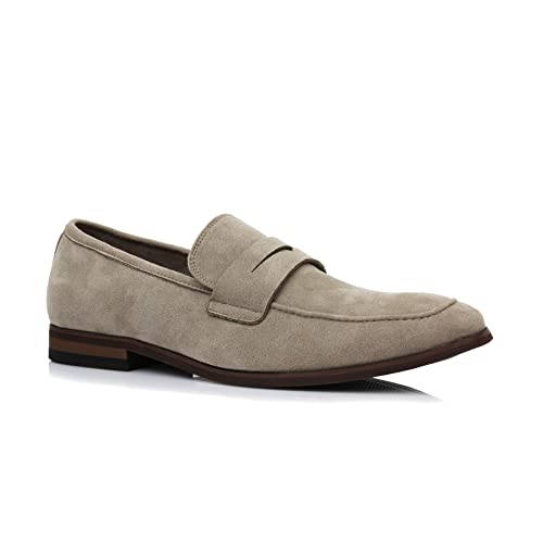 Ferro Aldo Dylan Men's Classic Penny Loafer | Slip-on Dress Shoe in Vegan Suede for Business, Formal & Casual | MFA19671 | in Beige Suede, Size 10.5 - Image 1