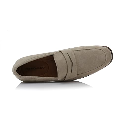 Ferro Aldo Dylan Men's Classic Penny Loafer | Slip-on Dress Shoe in Vegan Suede for Business, Formal & Casual | MFA19671 | in Beige Suede, Size 10.5 - Image 4