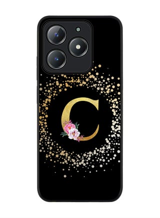 Custom Monogram Floral - C ( Black )