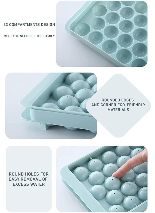 Biella Multicolor Ice Cube Tray With Lid -Round Ice Ball Maker Mold For Freezer - Mini Circle Ice Cube Tray Making For Sphere Ice Chilling Drinks Juice Coffee Etc (Pack Of 2)  - Image 3