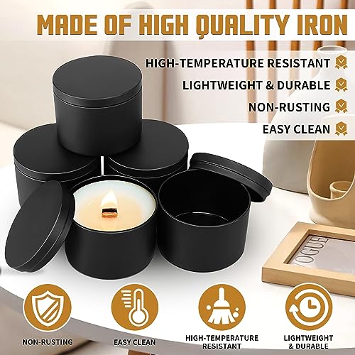YJHSS Candle Tins 8oz, 24-Pack Premium Matte Full Black 8 OZ Metal Candle Jars with Lids for Making Candles, Bulk Empty Candle Containers for Small Business - Black - Image 3