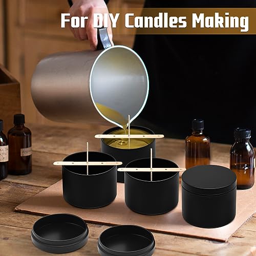 YJHSS Candle Tins 8oz, 24-Pack Premium Matte Full Black 8 OZ Metal Candle Jars with Lids for Making Candles, Bulk Empty Candle Containers for Small Business - Black - Image 4