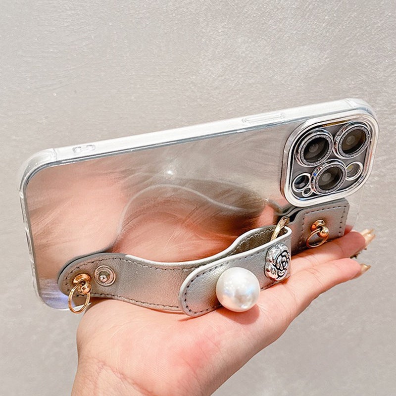 Flower Pearl Wristband Mobile Phone Case Suitable for Iphone16Promax Anti-Fall Apple 17 Accessible Luxury 15 All-Inclusive Hard Case - Image 5