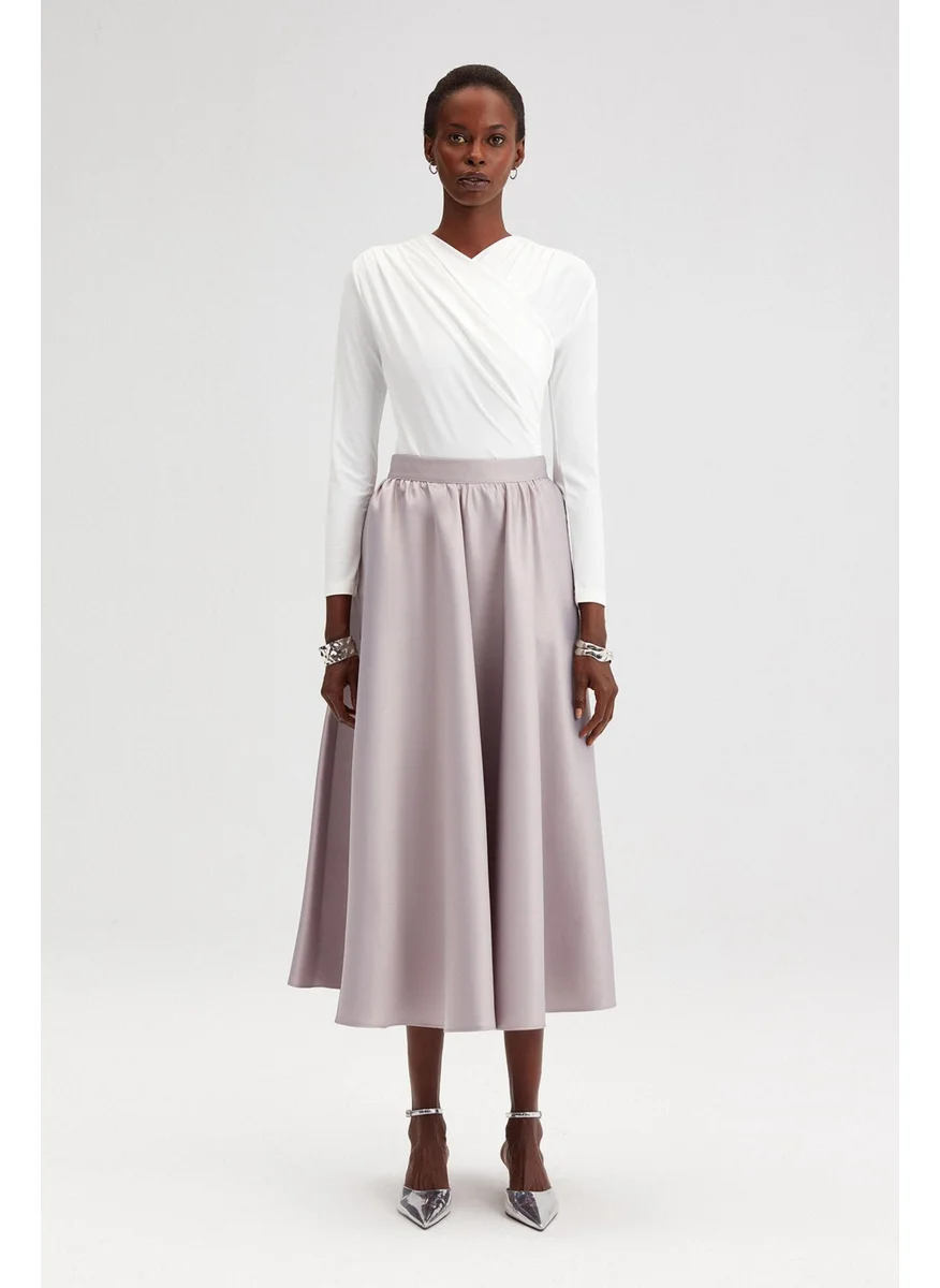 Touche Pleated Satin Skirt