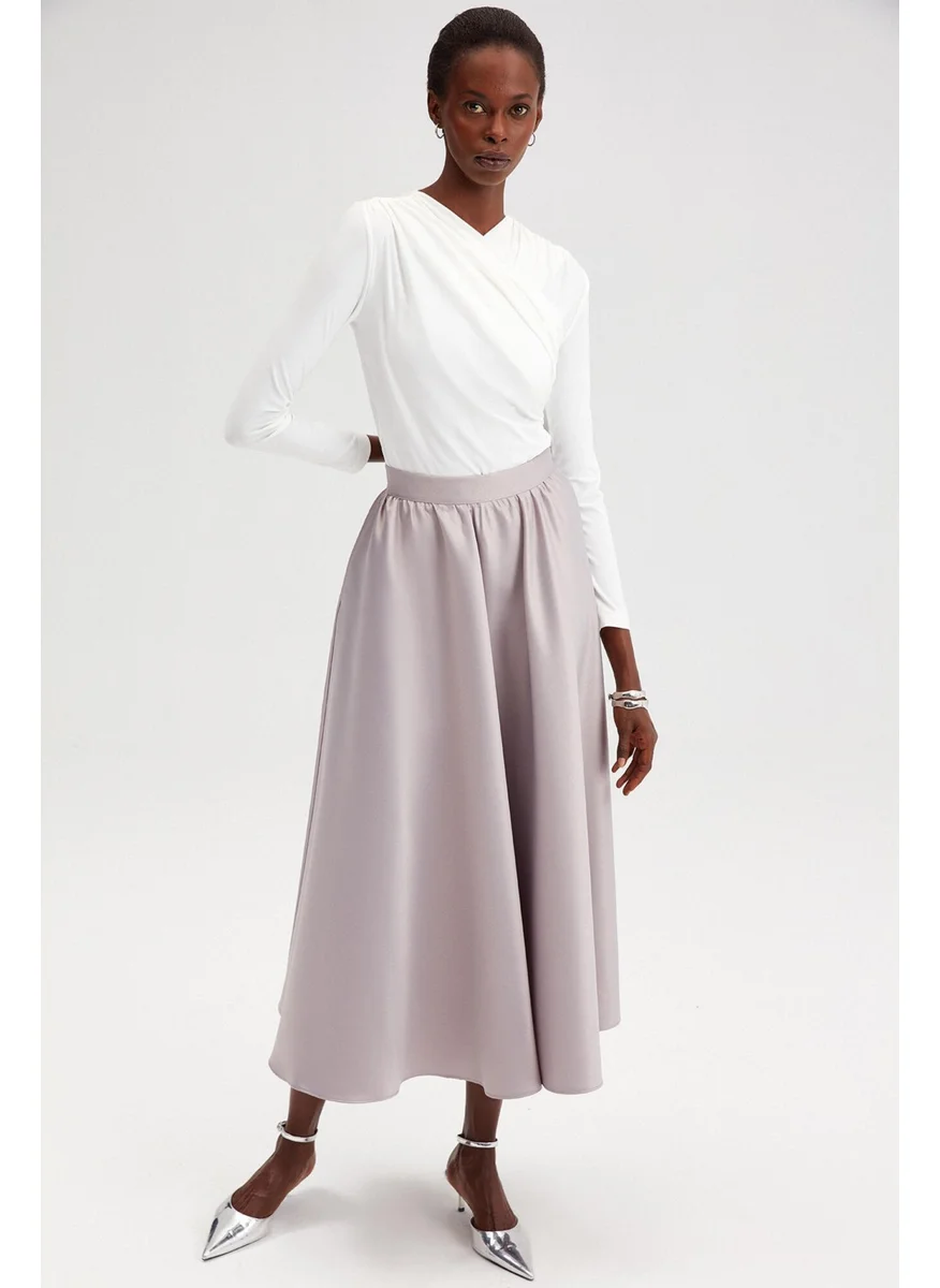 Touche Pleated Satin Skirt