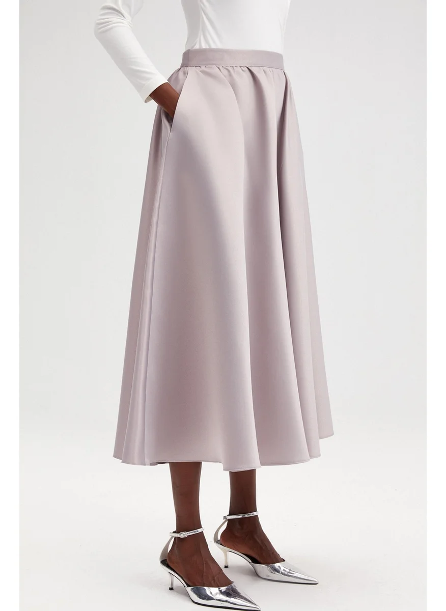 Touche Pleated Satin Skirt