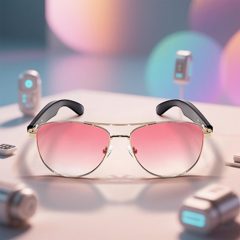 نظارات ذكية بلوتوث كلاسيكية مع BLE5.4، عدسات مستقطبة UV400، مكالمات وموسيقى بدون استخدام اليدين، مثالية للقيادة وركوب الدراجات وتسلق الجبال وصيد الأسماك والسفر (لون وردي) - Image 3