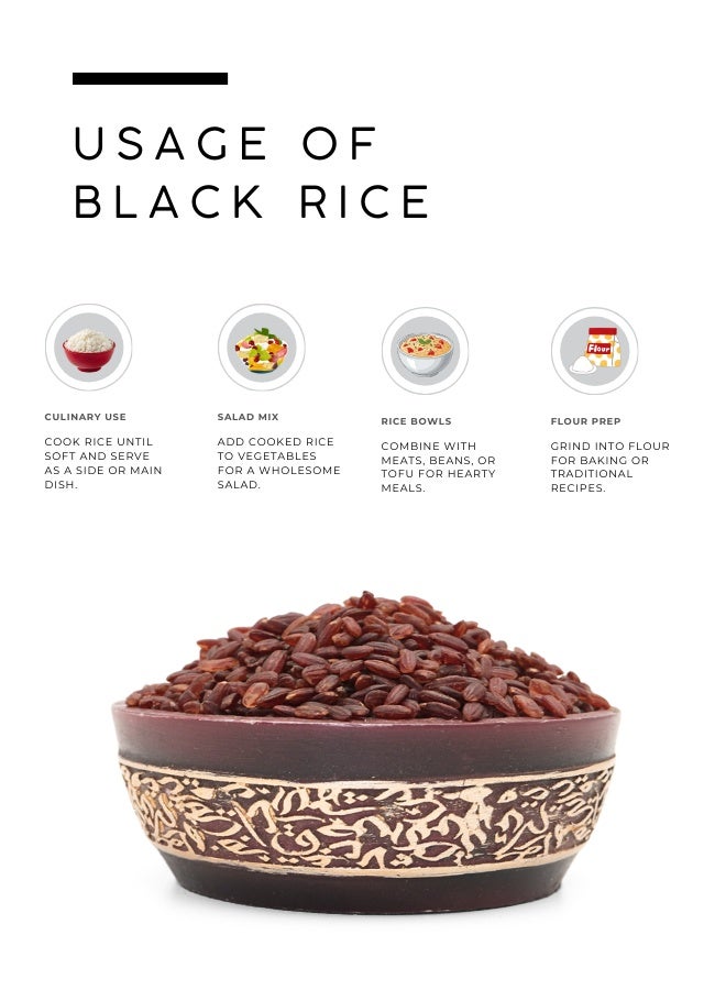 أباميك أرز أسود من مطاحن عوافي | أرز ممنوع | حبوب كاملة طبيعية وغنية بالعناصر الغذائية - 500 غرام | 17.6 أونصة - Image 3