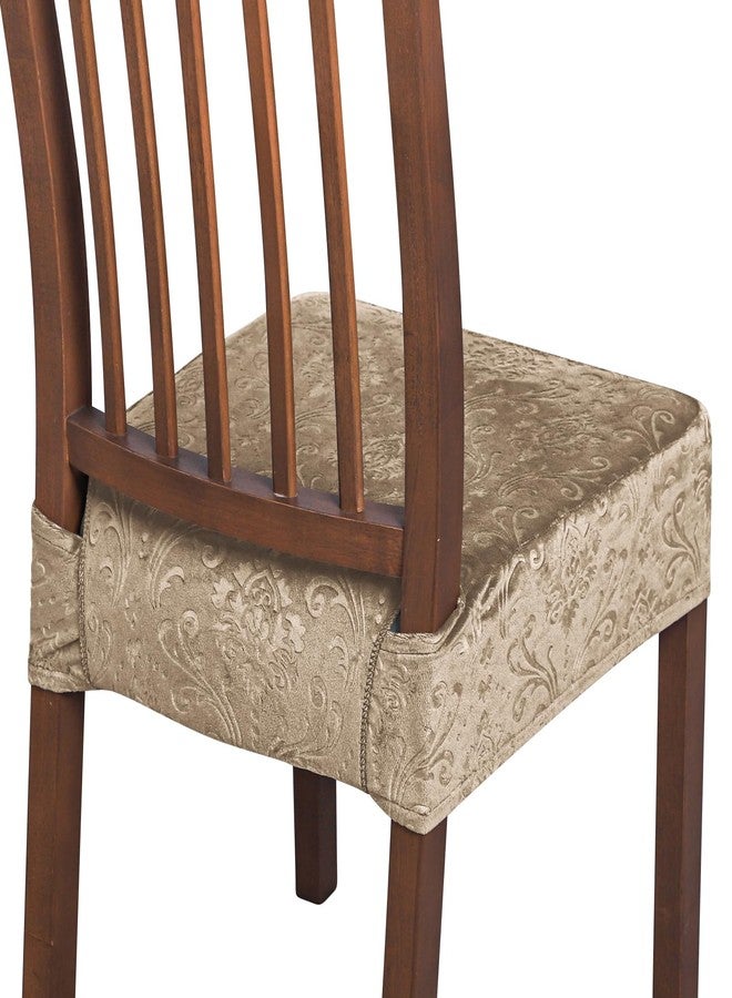 FORCHEER Seat Covers Set for Dining Room Chairs Set of 4 Camel Velvet Stretch Chair Seat Slipcovers Only 18inch Washable - Image 1
