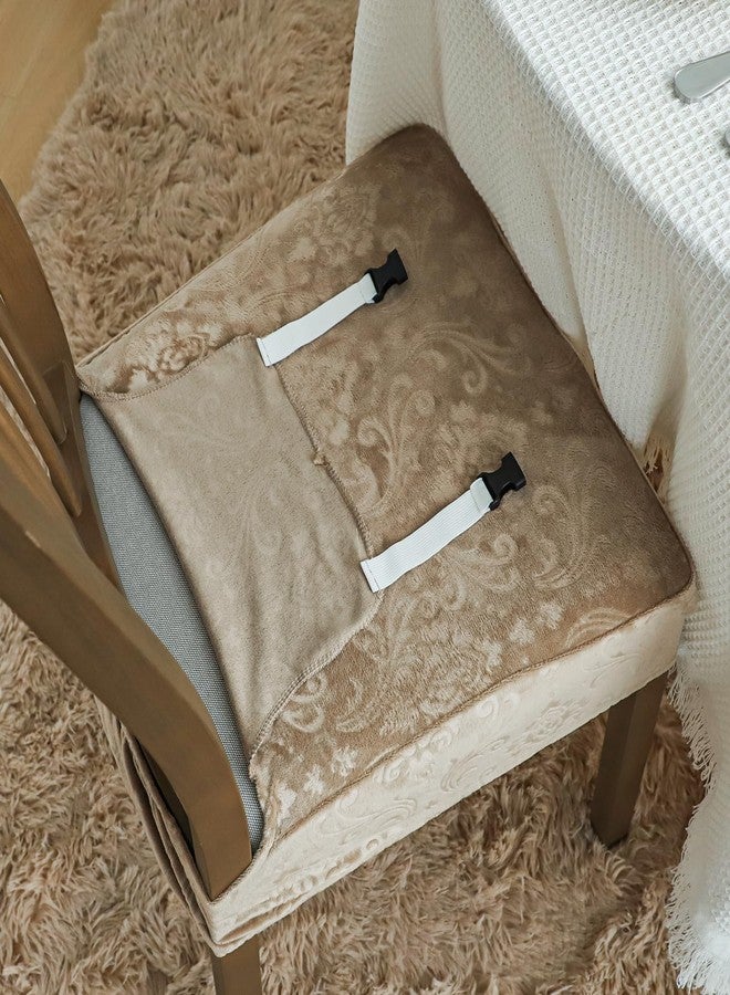 FORCHEER Seat Covers Set for Dining Room Chairs Set of 4 Camel Velvet Stretch Chair Seat Slipcovers Only 18inch Washable - Image 3