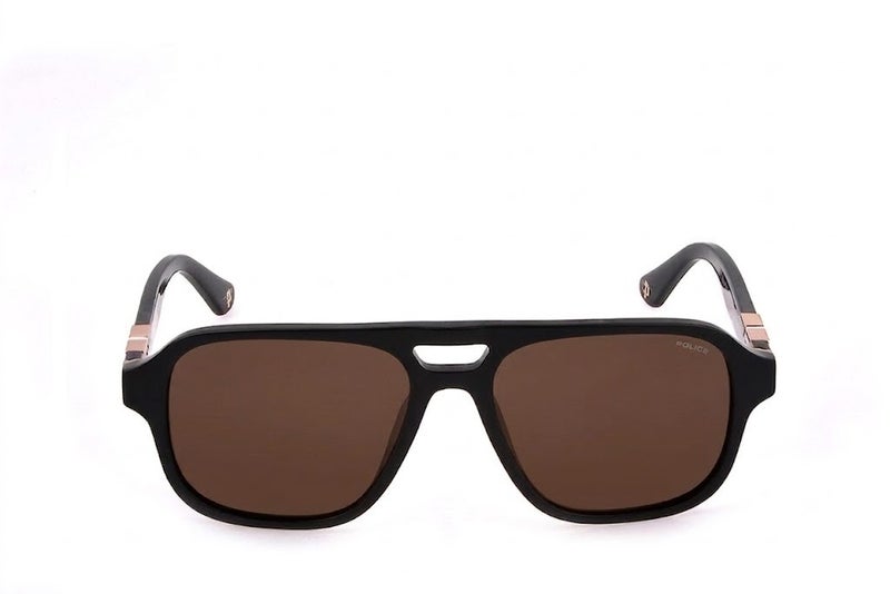 Police SPLL83 GLC 56 Navigator Sunglasses For Men With Black Frame And Brown Lenses - Image 2