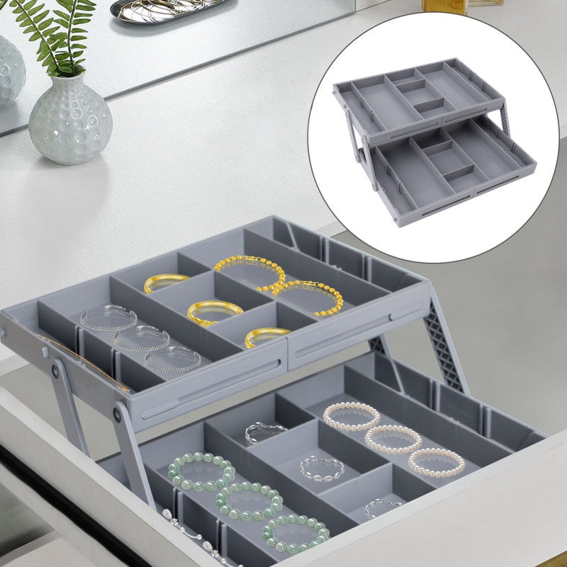 Foldable Box: Plastic Material, Space Saving, Multi Layer Drawer Design - Versatile Size Options, Strong Load Bearing Capacity Storage Organizer for Home, Bathroom, Office Organization - Image 4