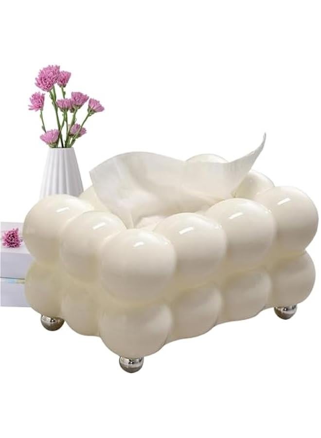 Generic Bubble Shaped Tissue Box - Marsh Malow Shaped Tissue Box | Creative Tissue Box | Decorative Tissue Box | Facial Paper Organizer Dispenser | Cloud Shaped Tissue Box | Bubble Tissue Holder for Car  - Image 1