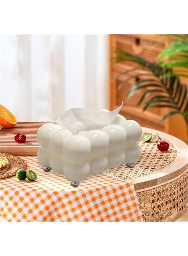 Generic Bubble Shaped Tissue Box - Marsh Malow Shaped Tissue Box | Creative Tissue Box | Decorative Tissue Box | Facial Paper Organizer Dispenser | Cloud Shaped Tissue Box | Bubble Tissue Holder for Car  - Image 3