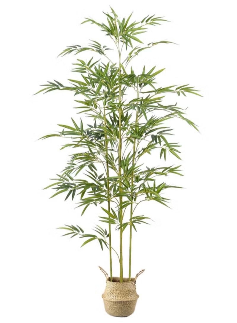 XiuWoo 150CM Artificial Bamboo Fake Plant Pot Artificial Tree Decorative Greenery Belt Realistic Green Bamboo and Plastic Pot Home Decor Office Indoor Outdoor Balcony Living Room  - Image 1