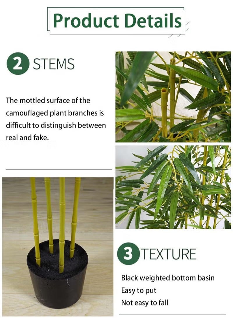 XiuWoo 150CM Artificial Bamboo Fake Plant Pot Artificial Tree Decorative Greenery Belt Realistic Green Bamboo and Plastic Pot Home Decor Office Indoor Outdoor Balcony Living Room  - Image 5
