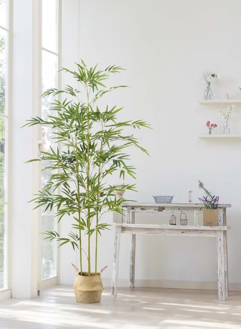 XiuWoo 150CM Artificial Bamboo Fake Plant Pot Artificial Tree Decorative Greenery Belt Realistic Green Bamboo and Plastic Pot Home Decor Office Indoor Outdoor Balcony Living Room  - Image 2
